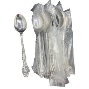 set of 9 Vintage Japan National Stainless oval Soup Spoon Steel Flatware NEW